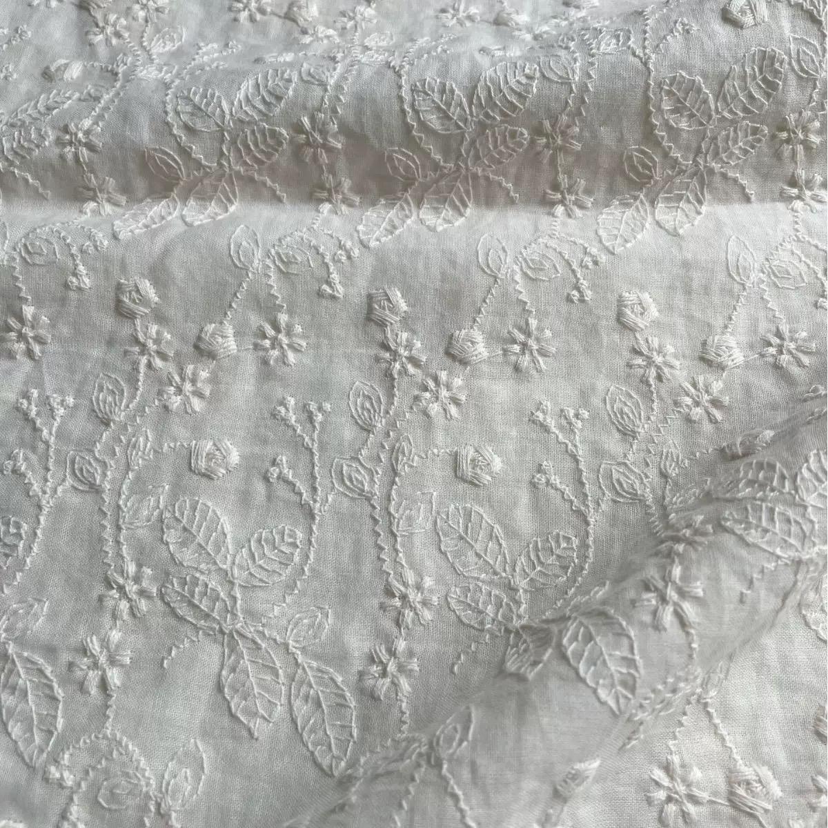Tecido bordado de linho e algodão floral, tecido para vestido, tecido bordado, tecido para quilting, tecido para cortinas, tecido por metro, tecido de linho e algodão