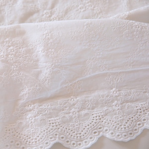 White Lace Floral Cotton Fabric,Wedding Embroidered Fabric,Flower Fabric,Quilting Fabric,Designer Fabric,Dress Fabric By Yard,Daisy Fabric