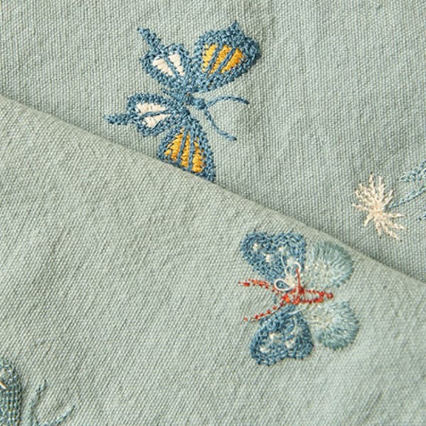 Blue Butterfly Linen Fabric,Embroidered Fabric,Flower Linen Fabric,Linen Fabric,Quilting Fabric,Designer Fabric,Fabric By Yard,Daisy Fabric