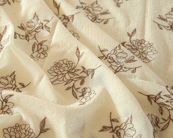 Floral Cotton Embroidered Fabric,Floral Embroidered Fabric,Floral Fabric,Soft Fabric,Fabric By 1/2 Yard,Cotton Fabric
