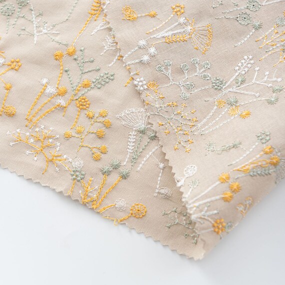 designer dress fabric by the yard CraftDesignL Linen Daisy Embroiderd Cotton Fabric,Floral Embroidered Fabric,Daisy Fabric,Embroidered Fabric,Dress Fabric,Designer Fabric,Fabric by Yard (Black)