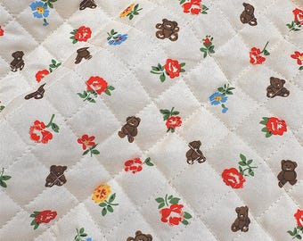 Floral Quilted Fabric,Quilted Fabric,Floral Fabric,Padded Fabric,Sewing Fabric,Winter Fabric,Cushion Fabric,Bags Fabric,Fabric By 1/2 Yards