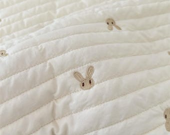 Rabbit Quilted Embroidered Fabric,Quilted Fabric,Embroidered Fabric,Soft Fabric,Sewing Fabric,Winter Fabric,DIY Fabric,Fabric By 1/2 Yards
