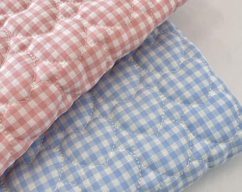Gingham Quilted Fabric,Quilted Fabric,Gingham Fabric,Soft Fabric,Padded Fabric,Sewing Fabric,DIY Fabric,Winter Fabric,Fabric By 1/2 Yards