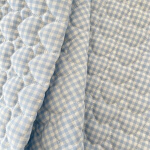 Gingham Quilted Fabric,Quilted Fabric,Gingham Fabric,Soft Fabric,Padded Fabric,Sewing Fabric,DIY Fabric,Winter Fabric,Fabric By 1/2 Yards Blue