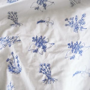 Blue and White Floral Cotton Fabric,Embroidered Floral Fabric,Curtain Fabric,Dress Fabric,Cotton Fabric,Quilting Fabric,Fabric By Yard