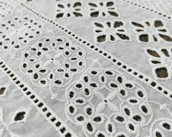 Floral Embroidered Cotton Fabric,Upholstery Fabric,Floral Fabric,Embroidered Fabric,Dress Fabric,Fabric By 1/2 Yard