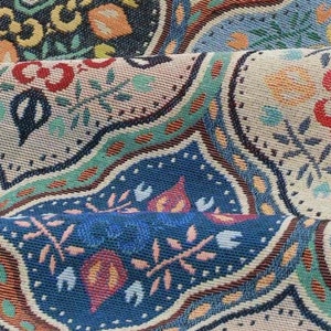 Blauwe bekleding, vintage katoenen stof, kussenstof, bankstof, tasstof, tafelkleedstof, stoffentuin, decorstof, dekenstof