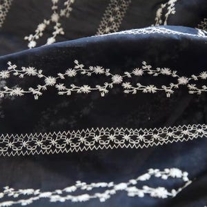 Blue Floral Fabric,Embroidered Fabric,Tencel Fabric,Fabric By The Yard,Bridal Fabric,Dress Fabric,Curtain Fabric,Quilting Fabric