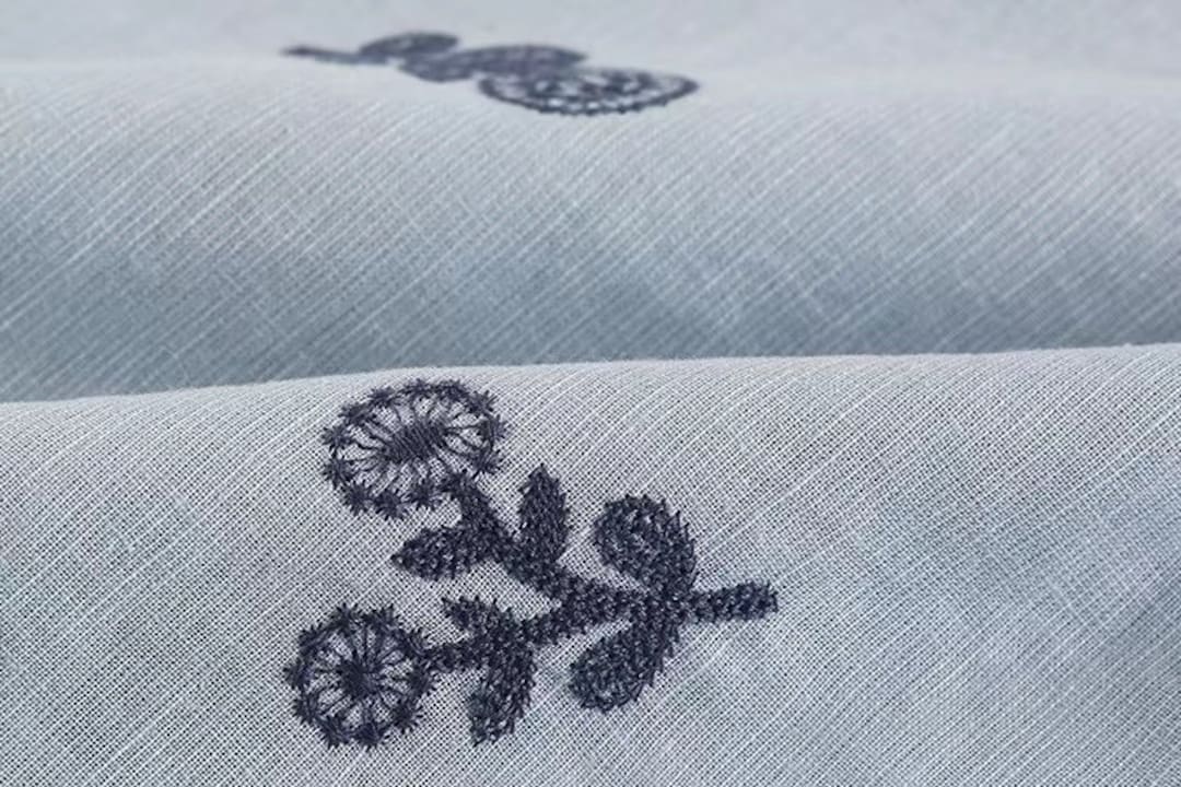 Daisy Linen Cotton Embroidered Fabricfloral Cotton Etsy