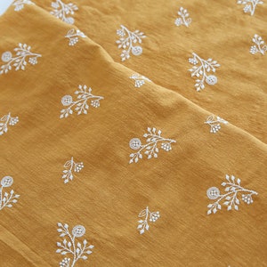 Tela bordada de algodón floral, tela japonesa, tela bordada, tela acolchada, tela de diseñador, tela cortada a medida, tela de algodón de lino imagen 5