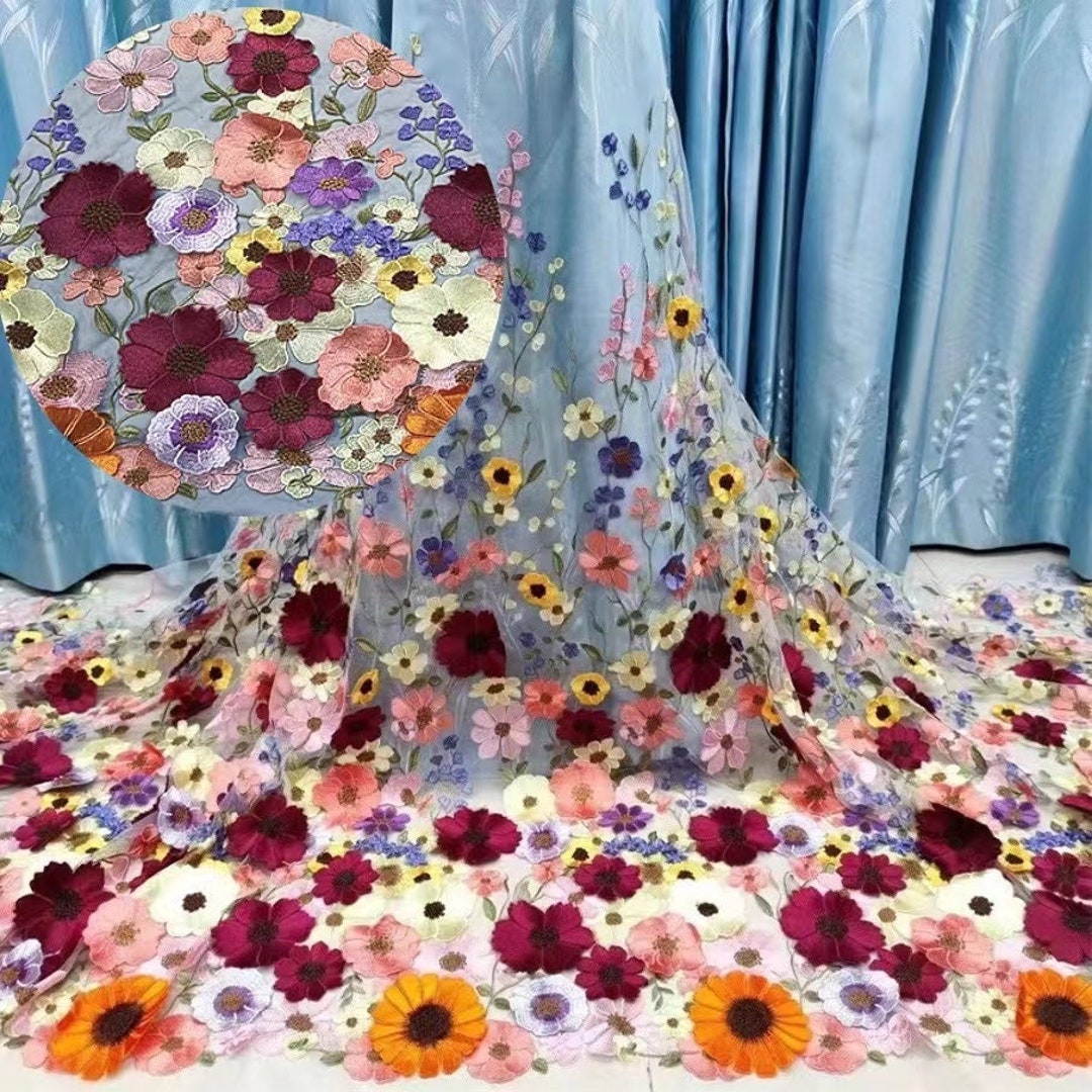 Floral Dress Fabric,wedding Tulle Mesh Fabric,embroidered Fabric,wedding Fabric,bridal