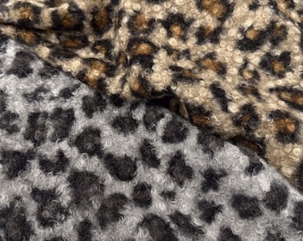 Leopard Sherpa Fabric,Sherpa Fabric,Leopard Fabric,Sewing Fabric,Jacket Fabric,Winter Fabric,Cushion Fabric,Soft Fabric,Fabric By 1/2 Yards