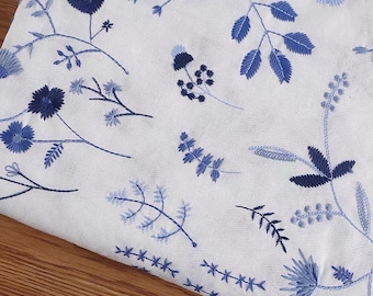 Floral Cotton Embroidered Fabric,Floral Embroidered Fabric,Daisy  Fabric,Quilting Fabric,Cushion Fabric, Fabric By 1/2 Yard,Cotton Fabric