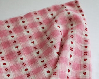 Pink Heart Plaid Cotton Jacquard Fabric,Plaid Fabric,Cotton Fabric,Jacquard Fabric,Dress Fabric,Soft Fabric,Table Fabric,Fabric By 1/2 Yard
