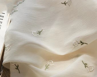 Floral Embroidered Chiffon Fabric,Designer Fabric,Floral Fabric,Embroidered Fabric,Daisy Fabric,Dress Fabric,Fabric By Yard,Chiffon Fabric