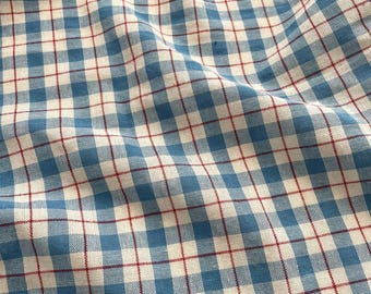Tela de algodón a cuadros azules, tela a cuadros, tela de algodón, tela para acolchar, tela para vestidos, tela suave, tela para cortinas, tela para mesas, tela por medio metro