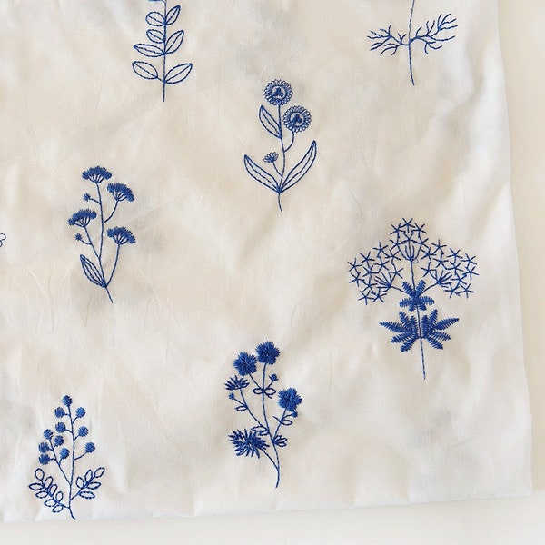 Floral Embroidered Cotton Fabric,Quilting Fabric,Designer Fabric,Floral Fabric,Embroidered Fabric,Dress Fabric,Fabric By Yard,Cotton Fabric