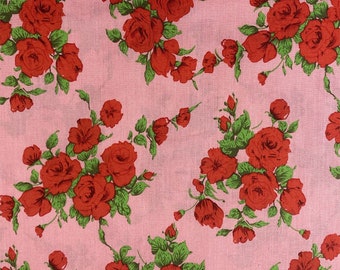 Floral Cotton Fabric,Floral Quilting Fabric,Rose Fabric,Dress Fabric,Fabric By Yard,Fabric By Meter,Cotton Fabric,Vintage Fabric