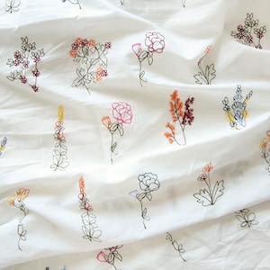 Floral Embroidered Cotton Fabric,Quilting Fabric,Wedding Fabric,Floral Fabric,Embroidered Fabric,Dress Fabric,Fabric By Yard,Cotton Fabric