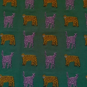 Tiger Embroiderd Linen Cotton Fabric,Green Embroidered Fabric,Designer Fabric,Quilting Fabric,Fabric By Yard,Thick Fabric,Linen Fabric zdjęcie 5