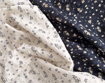 Tela de algodón arrugada con estampado floral, tela floral, tela para vestidos, tela de algodón, tela para acolchado, tela suave, tela para manualidades, tela para bebés, tela por medio metro