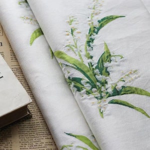 Groene jacquardstof, bloemenstof, kussenstof, botanische stof, plantaardige stof, jurkstof, op maat gesneden stof, zachte stof, bekledingsstof
