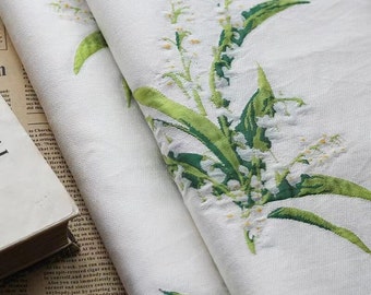 Tissu jacquard vert, tissu de coton floral, tissu polyester, tissu botanique, tissu de créateur, tissu de robe, tissu par yard, tissu doux