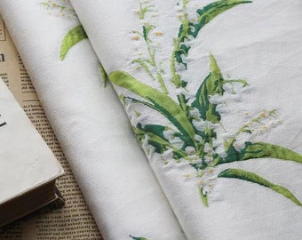 Grönt jacquardtyg, blommigt tyg, kuddetyg, botaniskt tyg, växttyg, klänningstyg, tyg på 1/2 yard, möbeltyg