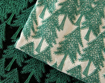Green Premium Linen Plants Embroiderd Fabric,Floral Fabric,Embroidered Fabric,Dress Fabric,Designer Fabric,Fabric By Yard,Plant Fabric