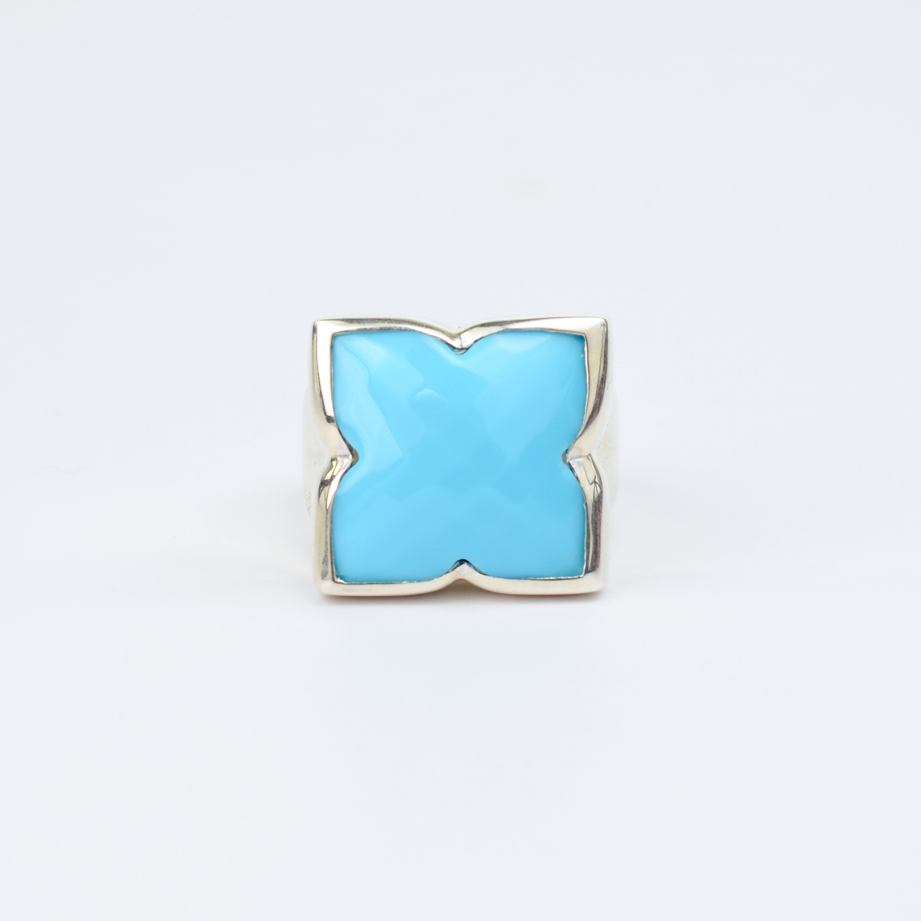 Sterling Silver Turquoise Clover Ring, Art Deco Style - Etsy