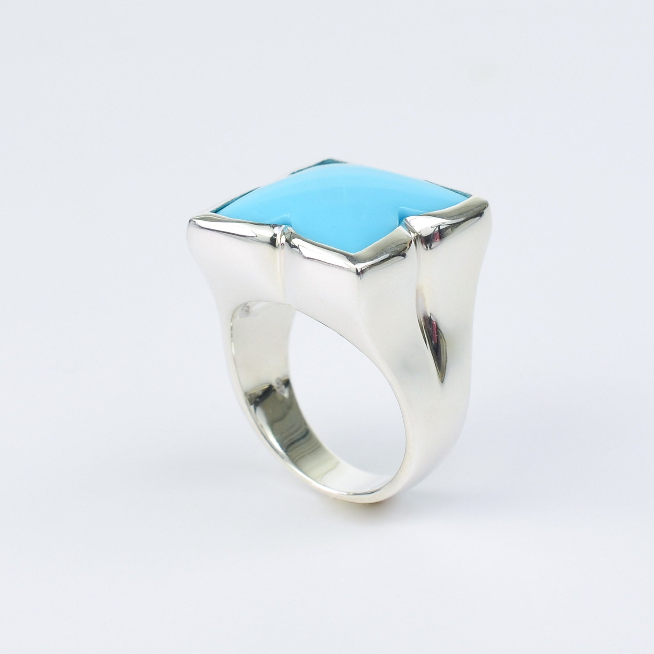 Sterling Silver Turquoise Clover Ring, Art Deco Style - Etsy