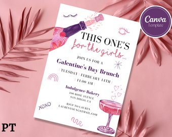 Invito al brunch modificabile di Galentine, Invito al brunch, Invito di San Valentino, Invito al giorno di Galentine, Invito alla festa di San Valentino