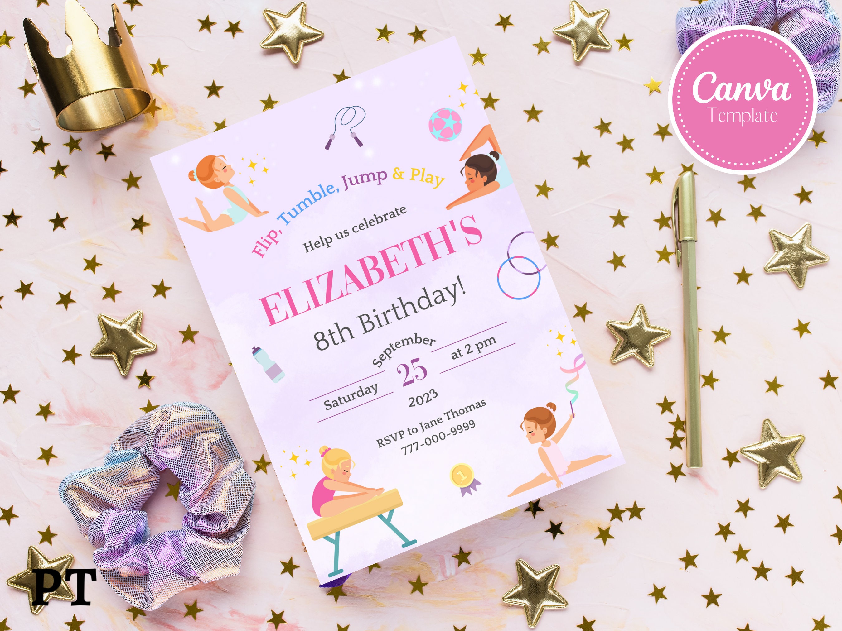 Editable Gymnastic Birthday Invitation, Printable Gymnastics ...