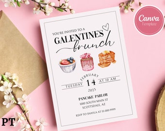 Editable Galentines Day Invitation, Brunch Invitation, Valentines Day Invite, Galentines Day Invite, Brunch Invite, Galentines Party Invite