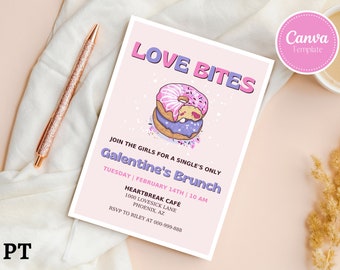 Invito al brunch del giorno di Galentine modificabile, Invito al brunch, Invito al brunch di Galentines, Invito di San Valentino, San Valentino singolo