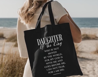 Daughter of the King Tote Bag Child of God Gift Bible Study Bag Christian Jesus Christian Gift Faith Cotton Canvas Tote Christian Tote Bag
