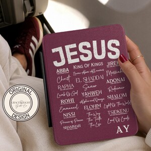Custom Kindle Cover, Hebrew Names of God, Jesus Gift, Christian Women Men, Personalized Kindle Case 7 Inch, Names of Christ