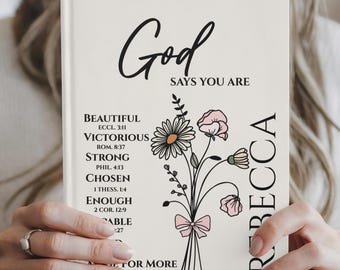 Personalized Christian Birth Flower Journal, Custom Bible Verse Notebook,Prayer Journal, Religious Gift for  Women, Faith Keepsake Gift