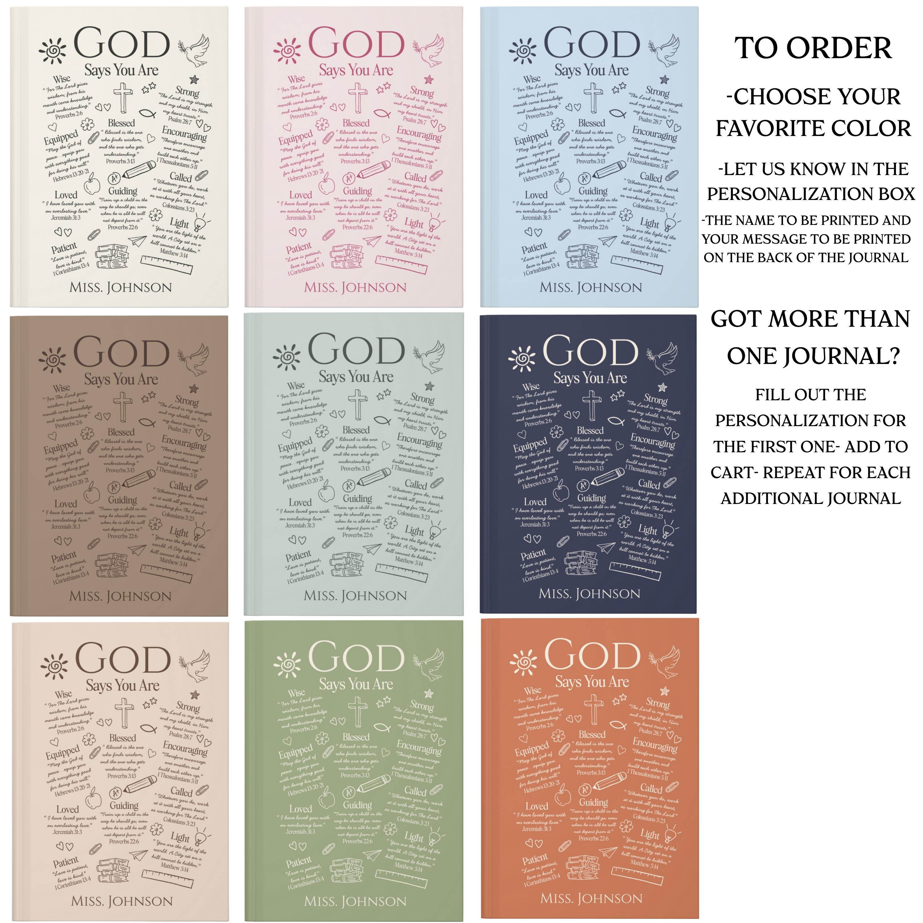 God Says You Are Journal, Personalized Christian Teacher Gift ,custom ...