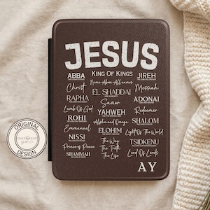 Kindle Cover Paperwhite 7 Inch, Personalized Kindle Case, Hebrew Names of God, Jesus Gift, Christian Women Men