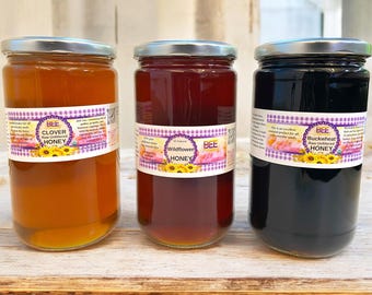 2Lbs Honey Trio - Clover, Wildflower and Buckwheat 100% Raw Honey