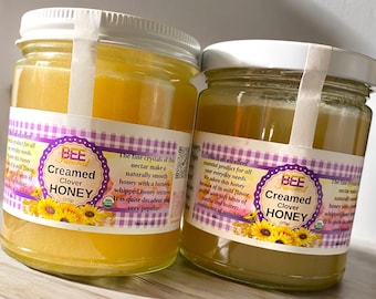 Raw Creamed Clover Honey - Unfiltered - 9oz