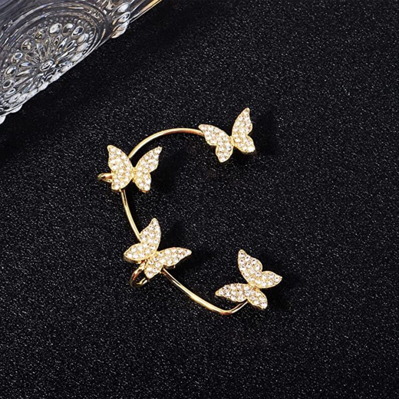 CUTE Zircon Butterfly Ear Cuff Earrings for Women No Piercing Etsy