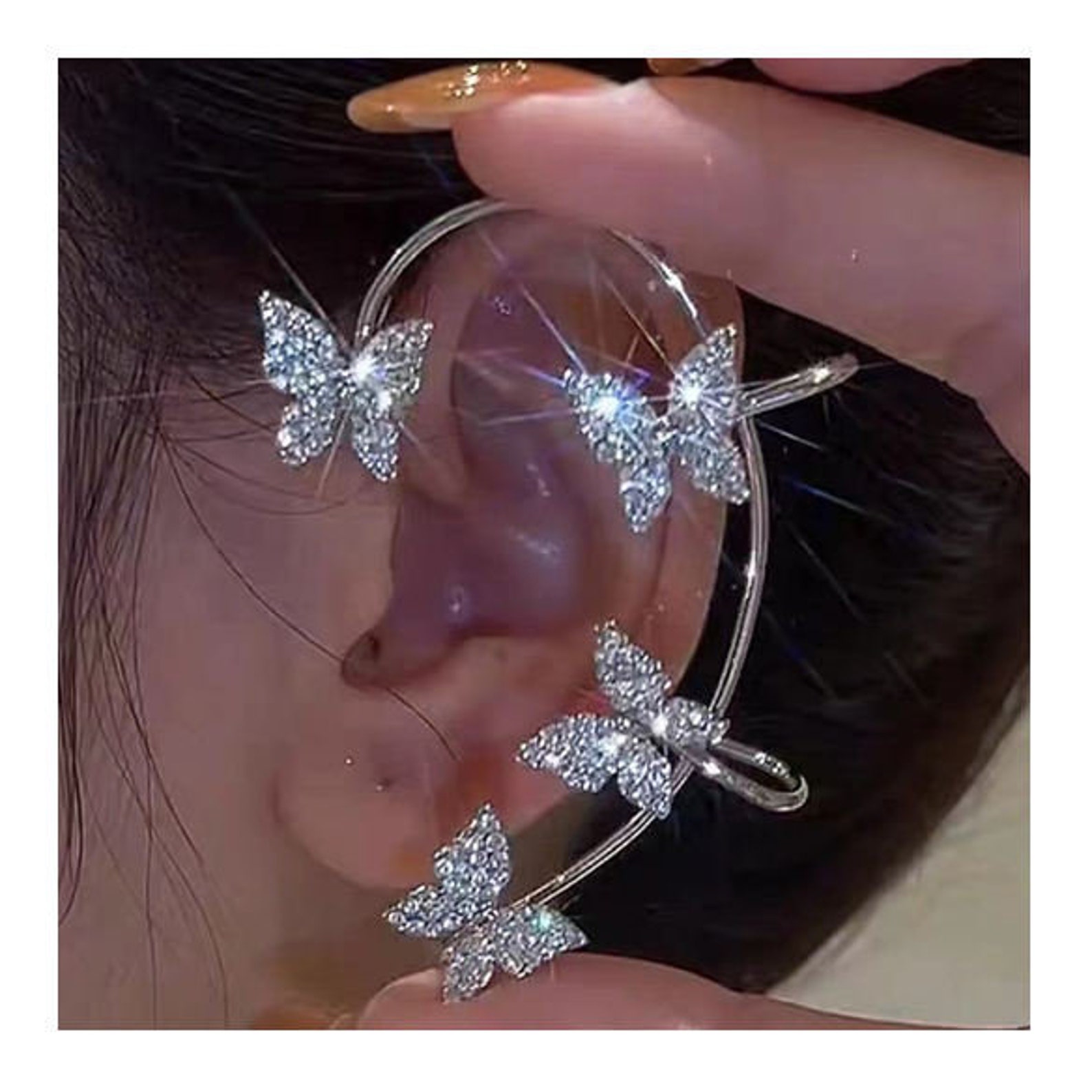 CUTE Zircon Butterfly Ear Cuff Earrings for Women No Piercing Etsy