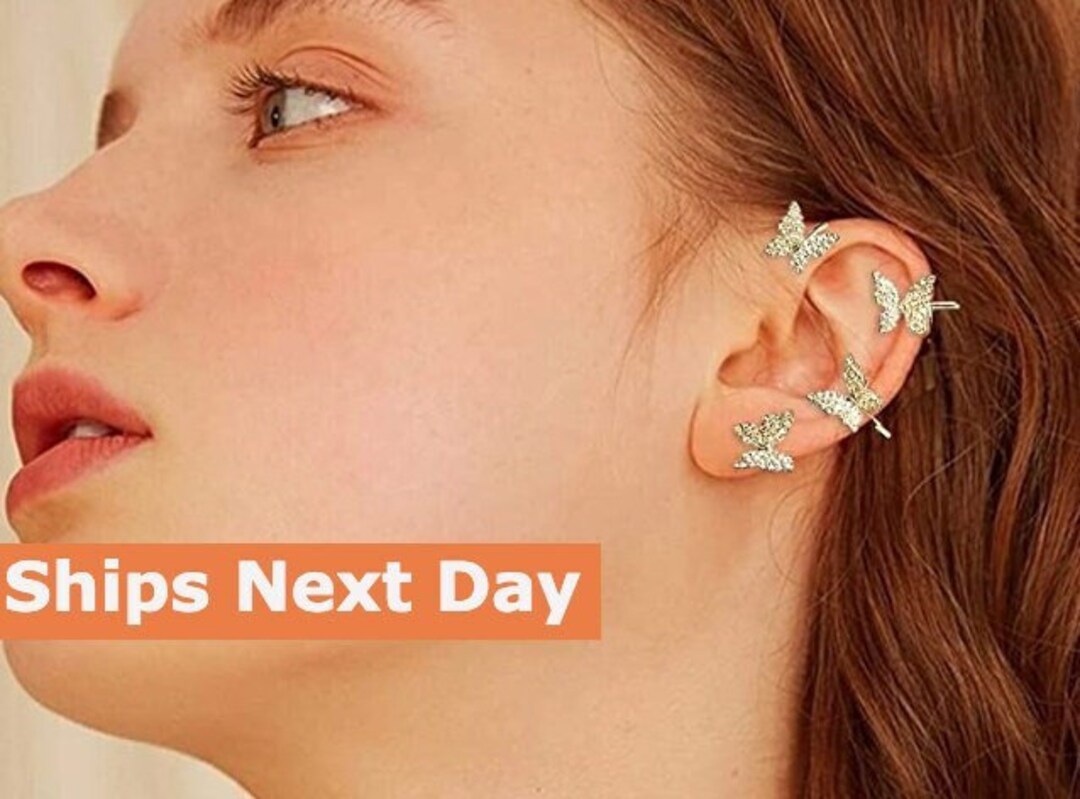 CUTE Zircon Butterfly Ear Cuff Earrings for Women No Piercing Etsy
