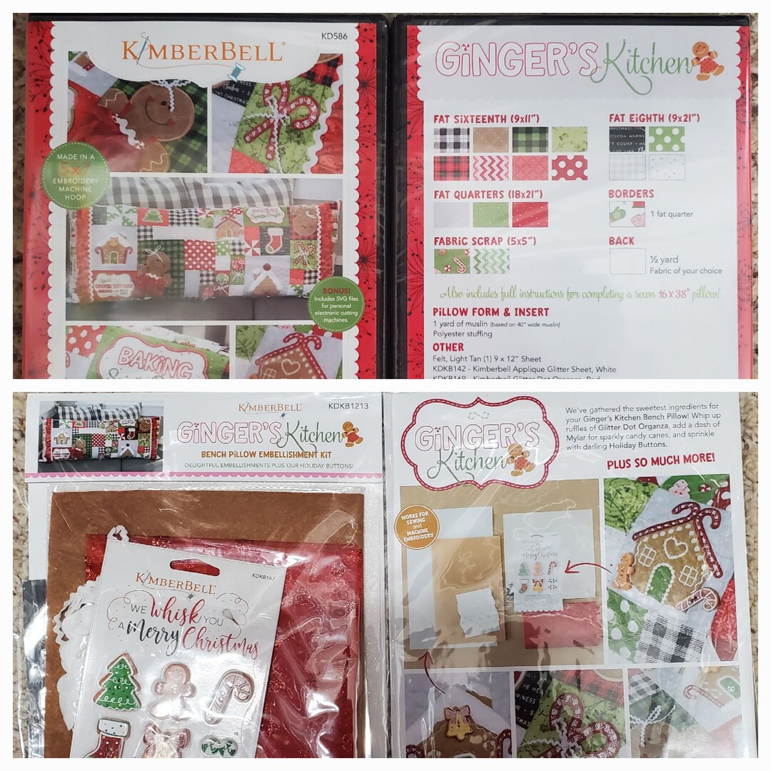 Kimberbell Ginger's Kitchen Bench Pillow Etsy