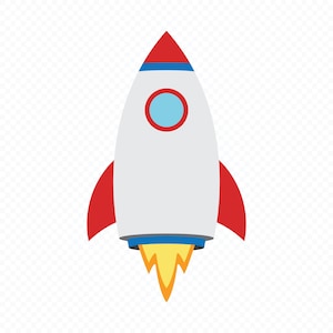 Rocket Ship (D) SVG - Printable Clipart Cut File, Instant Digital Download, Vector, SVG, PNG, Rocket, Space,