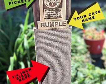 Custom Handmade Cat Scratching post with Laser Engraving