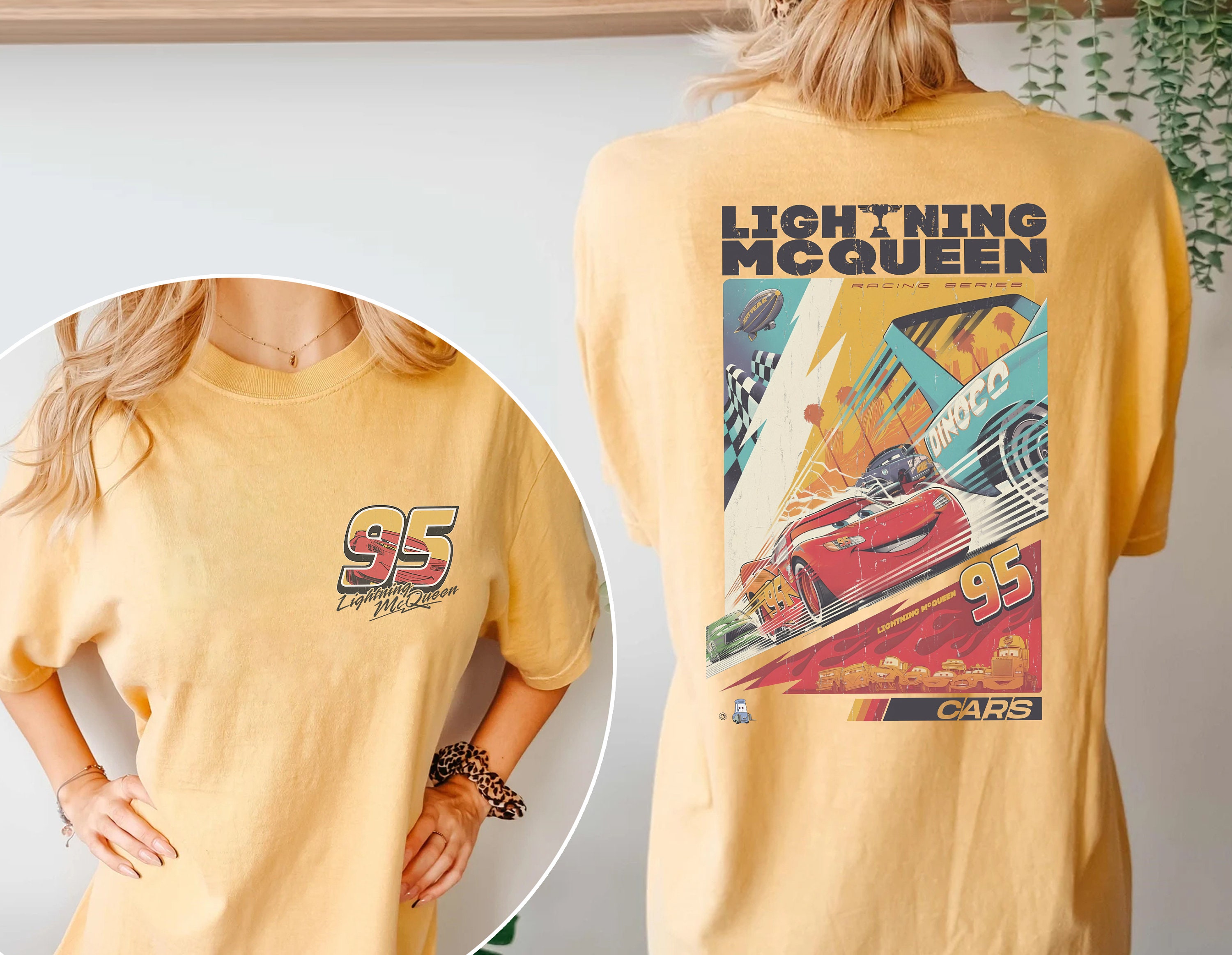 Discover Retro Two Sided Lightning Mcqueen  Shirt, Rusteze Cars Shirt, Piston Cup Shirt